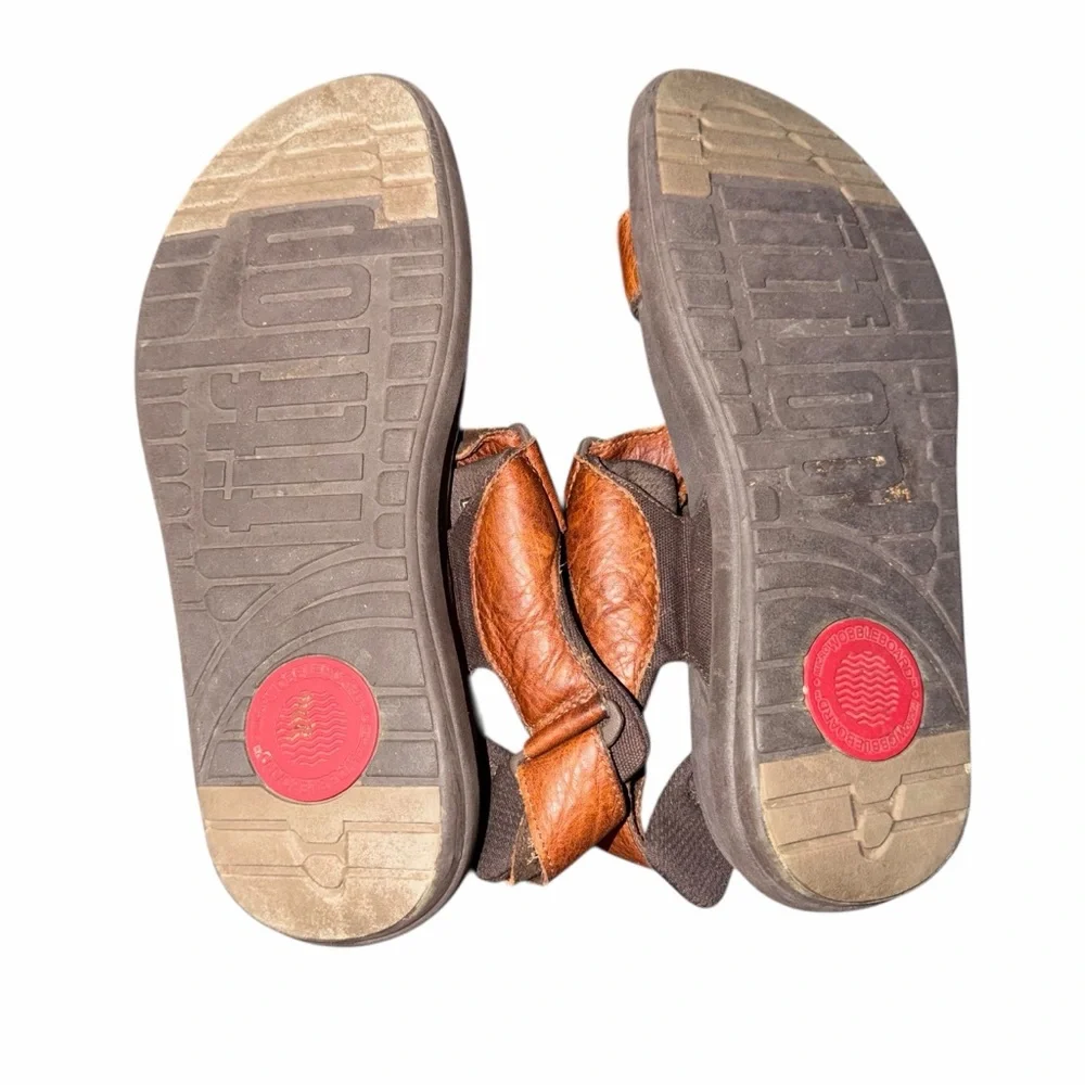 FitFlop Landsurfer Sandals Men’s Size 10 Brown Leather Comfort Adjustable